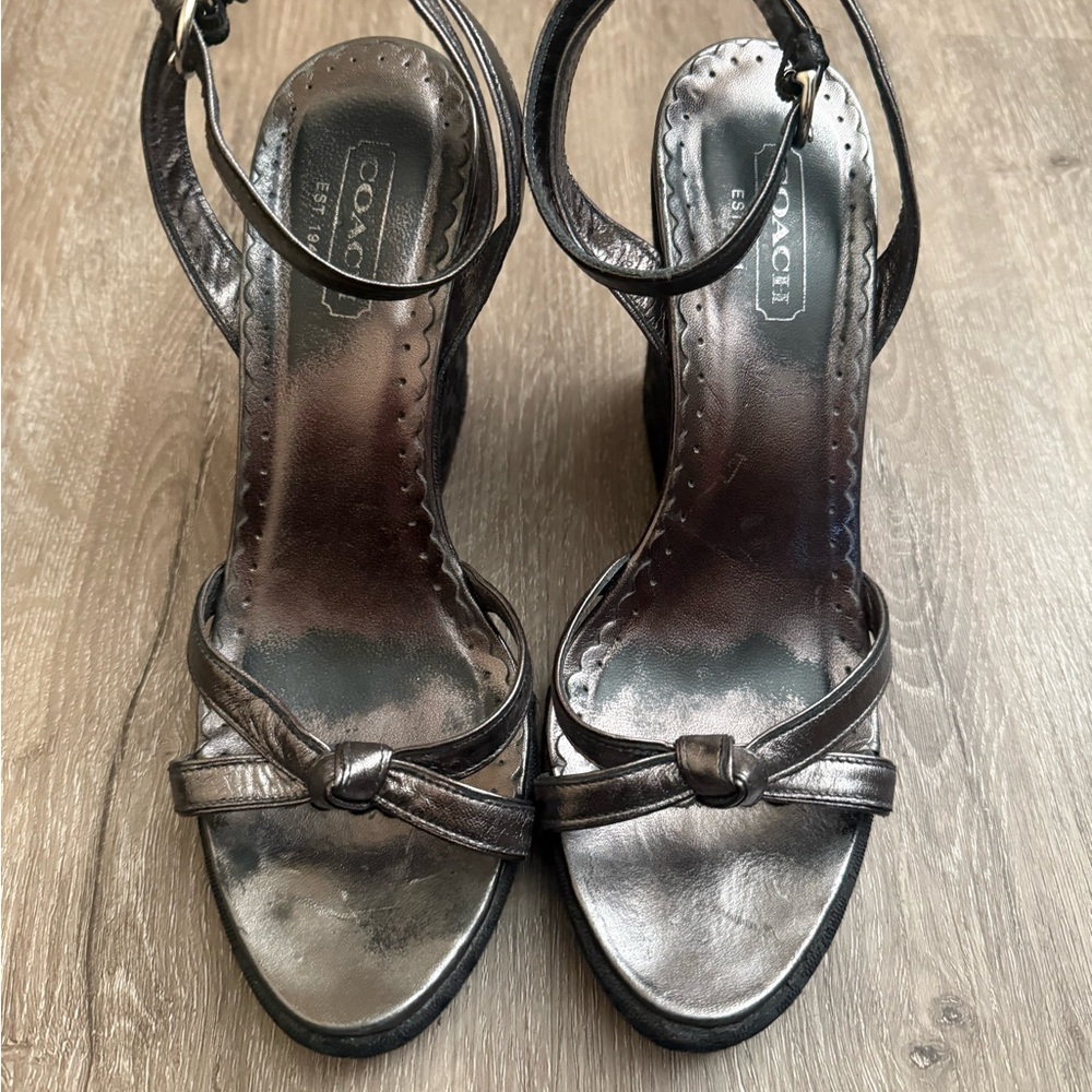 Coach Women's Silver Strappy Heels